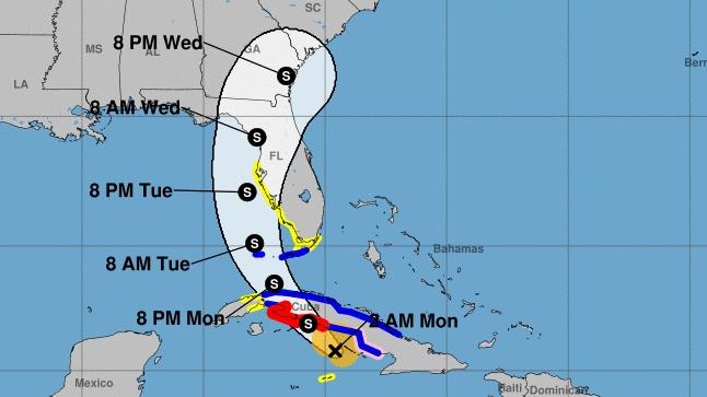 Probable trayectoria de la tormenta tropical Elsa por Cuba.