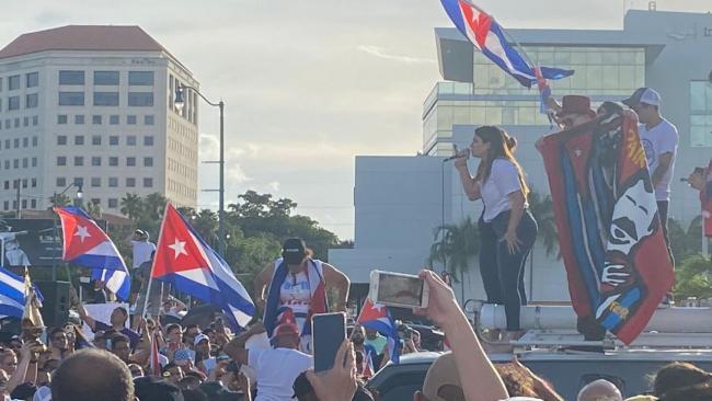 Concentración en apoyo al pueblo cubano en Miami.