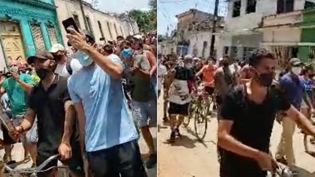 Cubanos en la protesta pacífica en San Antonio de los Baños, Artemisa.