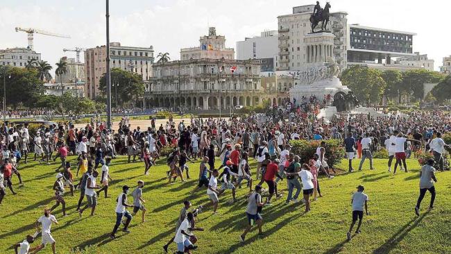 Manifestantes en La Habana durante las protestas del 11J.