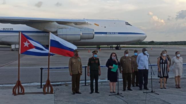 Avión con donativo de Rusia a Cuba enviado el pasado 12 de agosto.