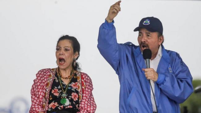 Rosario Murillo y Daniel Ortega durante una comparecencia pública.