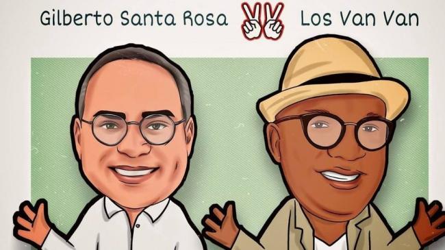 Caricatura de Gilberto Santa Rosa y de "Robertón" de Los Van Van.