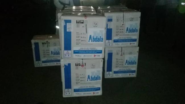 Cargamento de la vacuna cubana Abdala enviado a Venezuela.