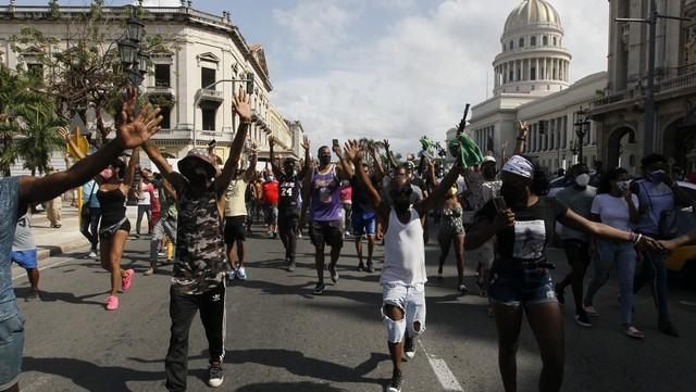Manifestaciones pacíficas en La Habana el 11J.