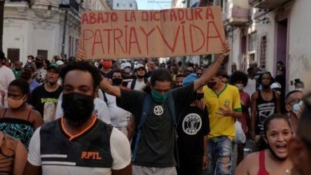 Manifestaciones pacíficas en La Habana el 11J.