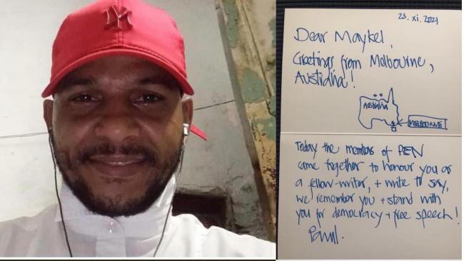 El rapero cubano Maykel 'Osorbo' Castillo y un mensaje recibido desde Australia.