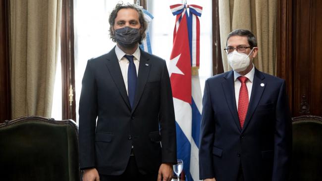 Los ministros de Relaciones Exteriores de Argentina y Cuba.