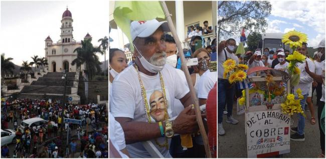 El "pagador de promesas" en su entrada a El Cobre, en Santiago de Cuba, el 14 de marzo. 
