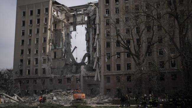 Edificio de la administración regional bombardeado en Nikolaev, Ucrania.