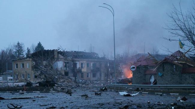 Edificios dañados tras los recientes bombardeos en el asentamiento de Borodyanka en la región de Kiev, Ucrania, 2 de marzo.