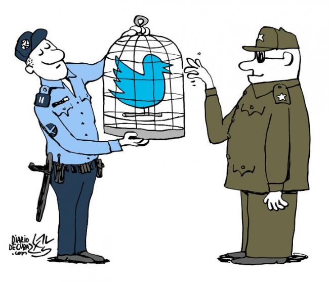 Un policía enjaula a Twitter.