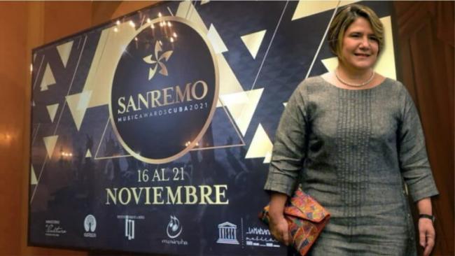 Lis Cuesta Peraza durante la promoción del San Remo Music Awards.