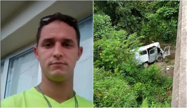 El chofer cubano fallecido y el estado en que quedó la ambulancia tras caer del puente.