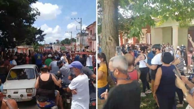 Protestas en San Antonio de los Baños el 11J.