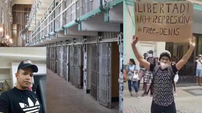 Luis Robles con gorra y durante la protesta que lo condujo a la cárcel.