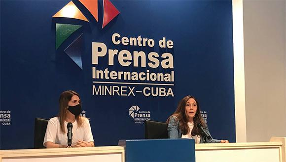 Mariela Castro durante la conferencia de prensa.