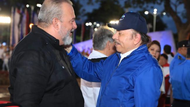 Manuel Marrero durante su encuentro con Daniel Ortega.