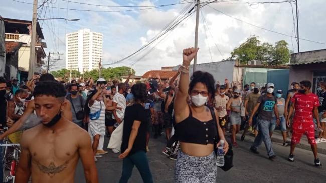 Manifestantes del 11J en La Habana.