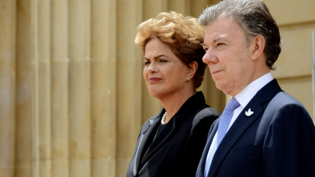 Los exmandatarios Dilma Rousseff y Juan Manuel Santos.