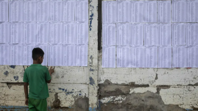 Listado de electores en una circunscripción nicaragüense.