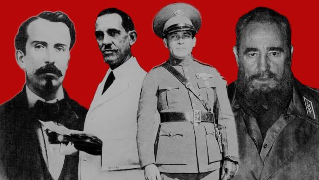 De izq. a der.: Carlos Manuel de Céspedes, Ramón Grau San Martín, Fulgencio Batista y Fidel Castro.