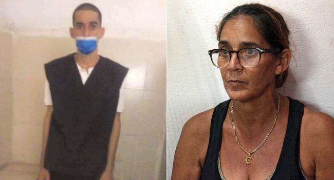El preso político del 11J Gilberto Castillo y su madre, Mariana Castillo.