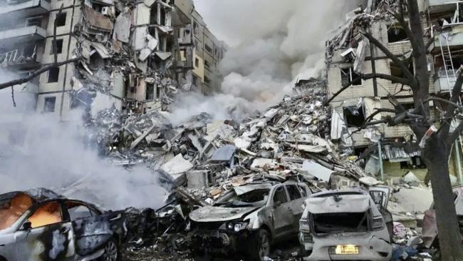 Un edificio destruido en Ucrania. 
