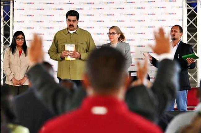 Nicolás Maduro en el Congreso  de Movimientos Cristianos por la Paz, 2019.