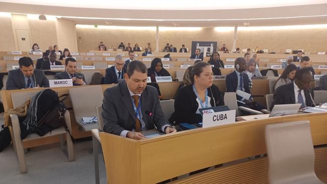 Representantes del Gobierno cubano ante el Consejo de Derechos Humanos.