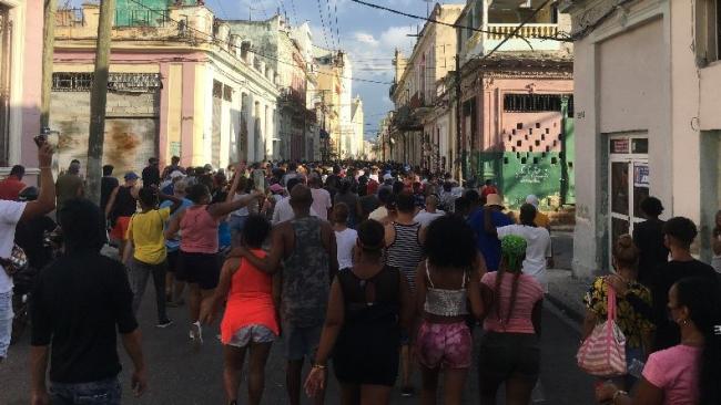 Manifestantes del 11j en La Habana. 