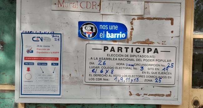 Convocatoria para ir a 'votar' en un barrio cubano.