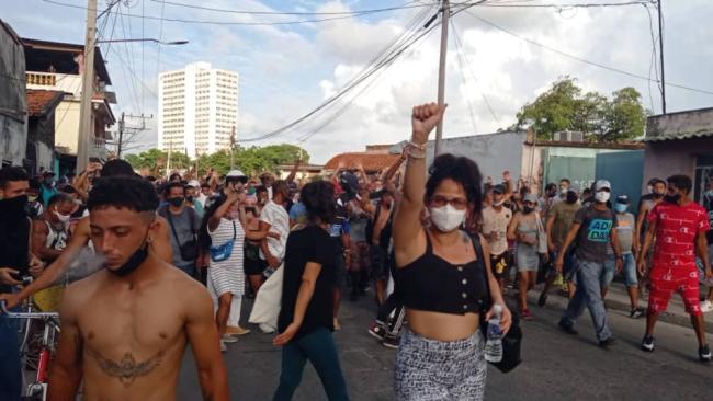 Manifestación en La Habana el 11 de julio de 2021.