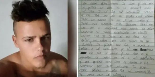 Imagen de Abel Lázaro Machado Conde y una de las cartas que ha enviado a su madre desde la prisión.
