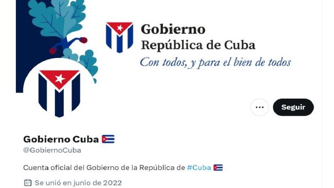 Cuenta oficial del Gobierno cubano en Twitter.