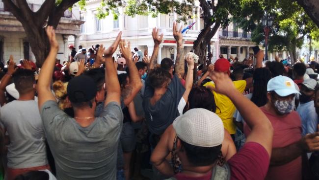 Protesta popular, Paseo del Prado, La Habana, 11 de julio de 2021. 