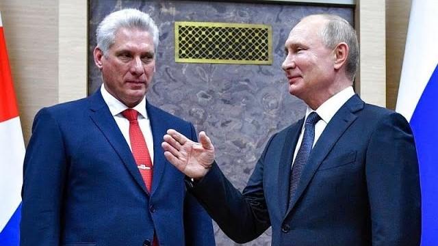 Miguel Diaz-Canel and Vladimir Putin during a visit by the Cuban ruler to Russia. 
