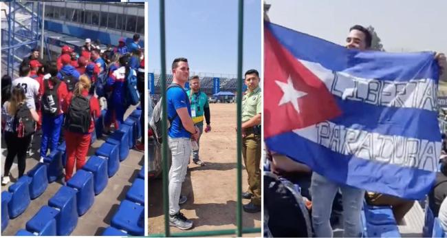 Joven cubano residente en Chile y parte de la delegación cubana que lo agredió. Captura de pantalla.