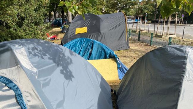 Campamento de migrantes en la ciudad francesa de Estrasburgo.