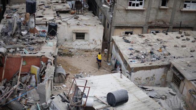 Zona bombardeada por Israel en la Franja de Gaza.