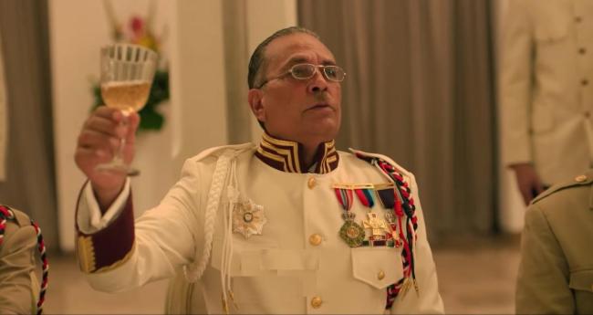 Luis Alberto García interpretando al dictador Trujillo. Captura de pantalla.