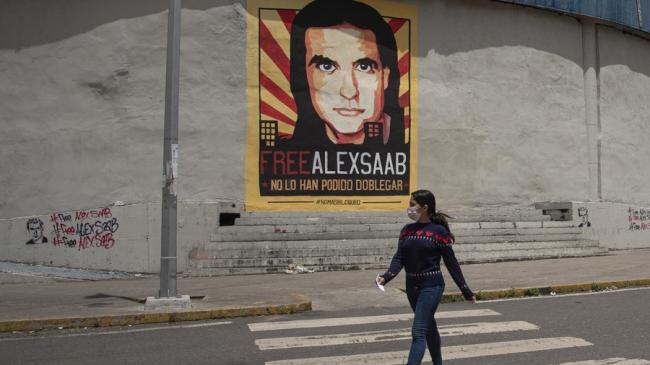 Pintada de la campaña oficialista de Caracas a favor de la liberación de Alex Saab.
