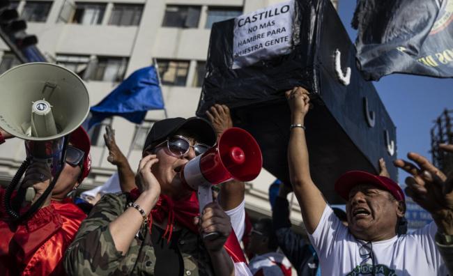 Manifestación contra Pedro Castillo, en Lima. 