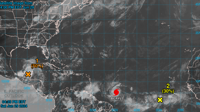 El huracán Beryl rumbo al Caribe.
