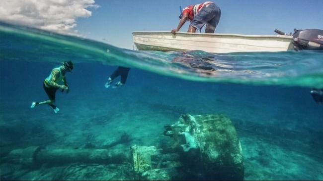 Exploración del pecio del buque Infanta María Teresa, en la bahía de Santiago de Cuba.