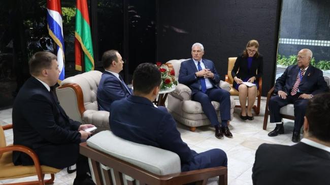 Reunión del primer ministro de Bielorrusia, Román Golovchenko, con Miguel Díaz-Canel en La Habana.