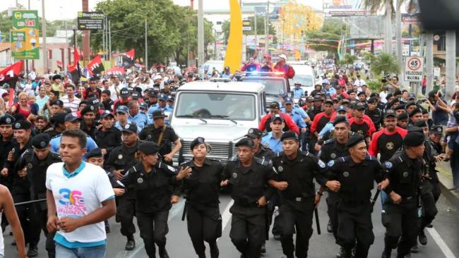 Dispositivo de seguridad para proteger al gobernante de Nicaragua, Daniel Ortega.