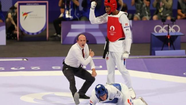 El cubano Rafael Alba durante su combate por el bronce olímpico.