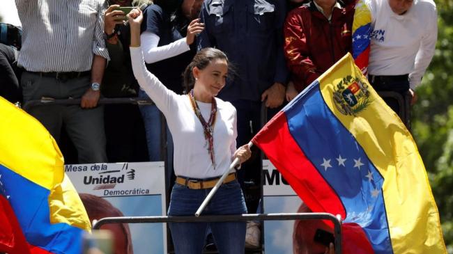 María Corina Machado en una manifestación en Caracas.