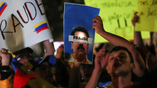 Protestas de venezolanos contra la designación de Nicolás Maduro como ganador de las elecciones.